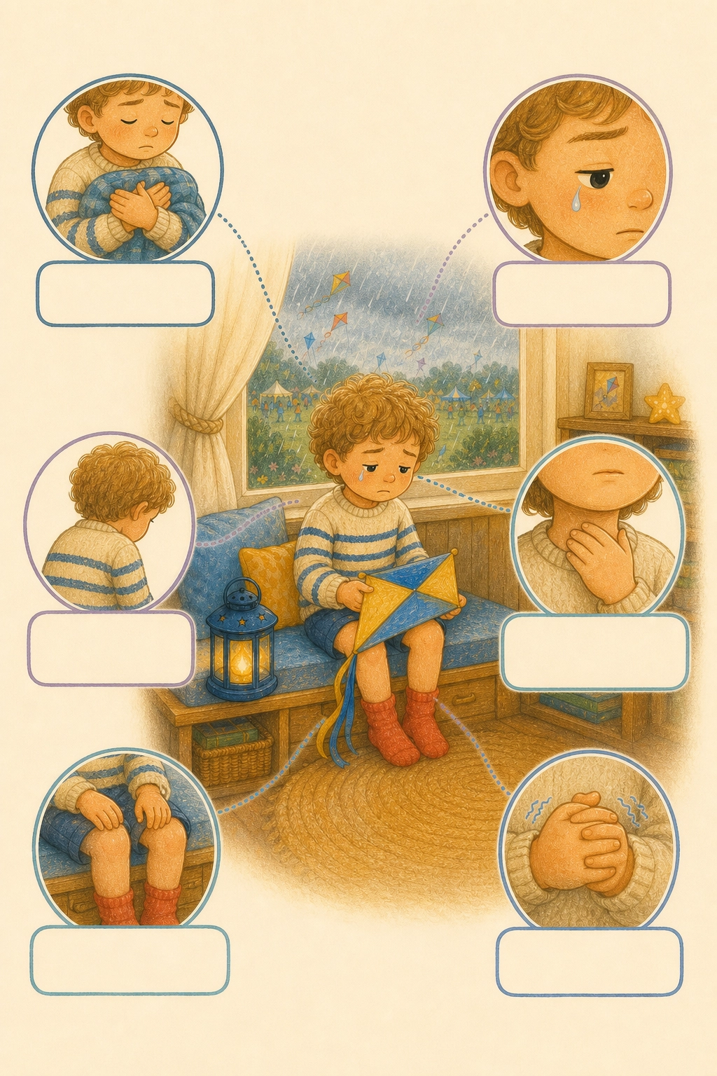 Emotion clue card showing sadness body signals