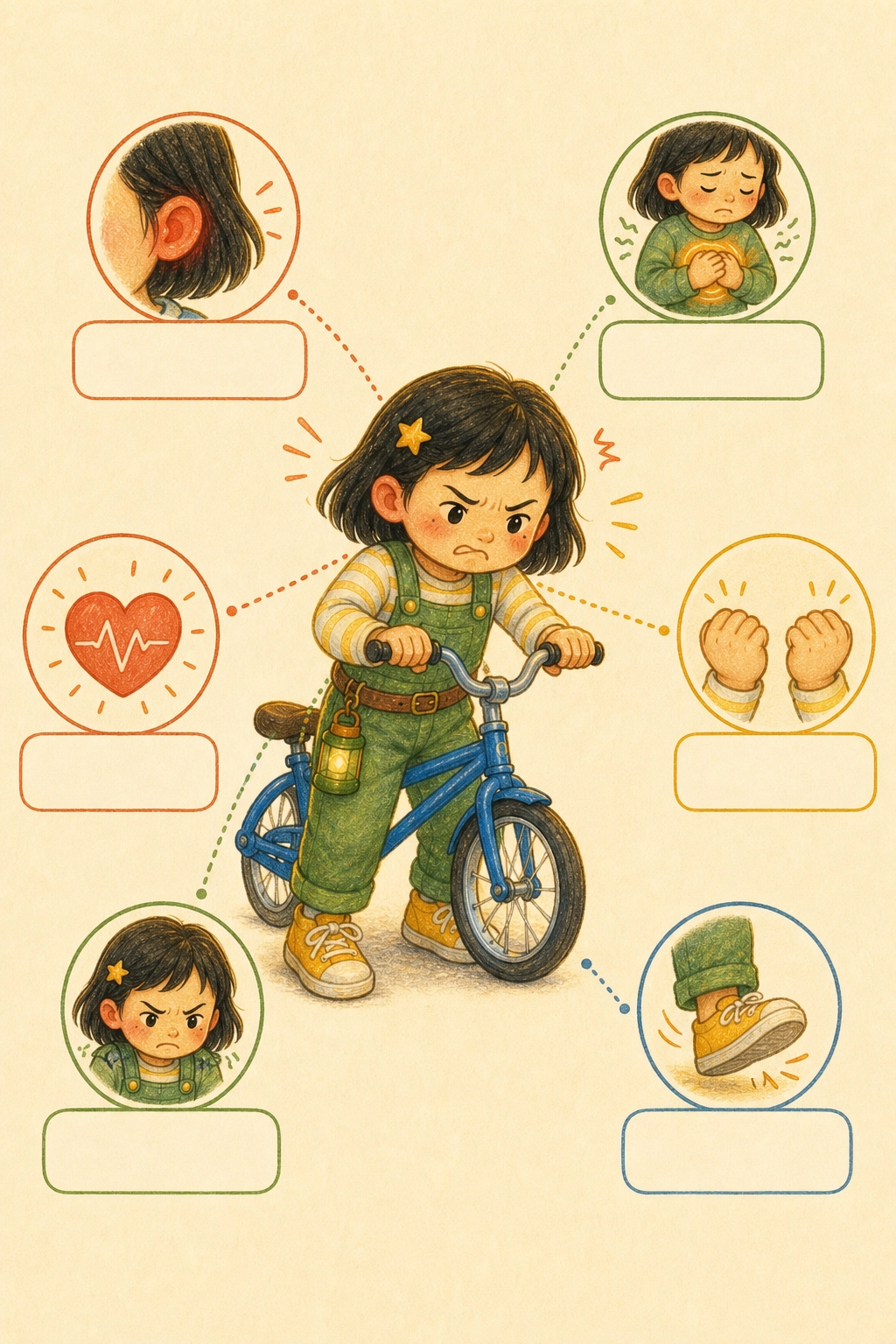 Emotion clue card showing frustration body signals
